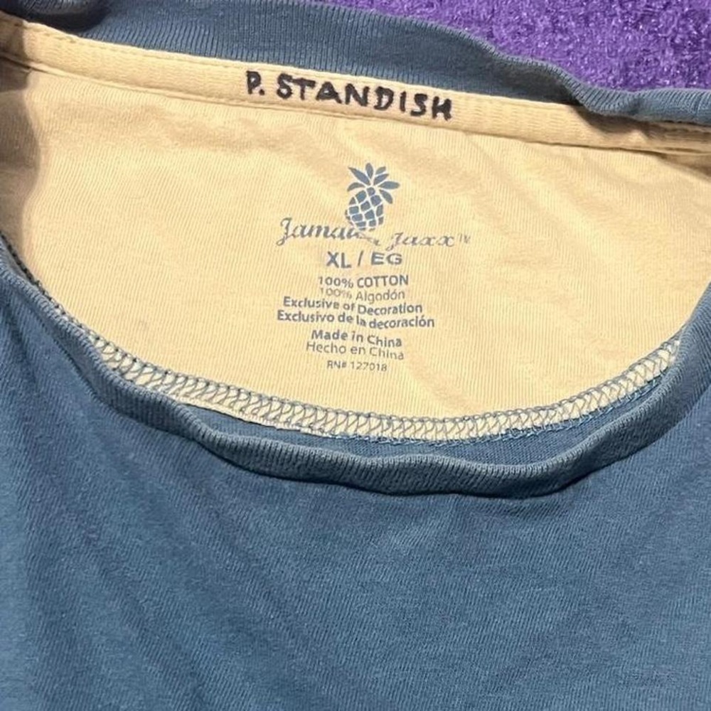 Jamaica Jaxx blue summer tropical baggy t-shirt with palm tree design Size XL - Picture 3 of 5